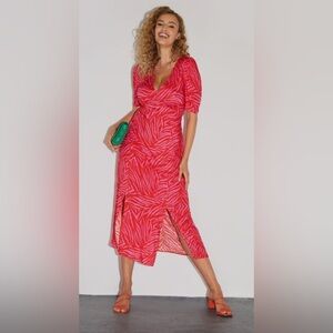 Long Tall Sally Pink Zebra Print Midi Dress